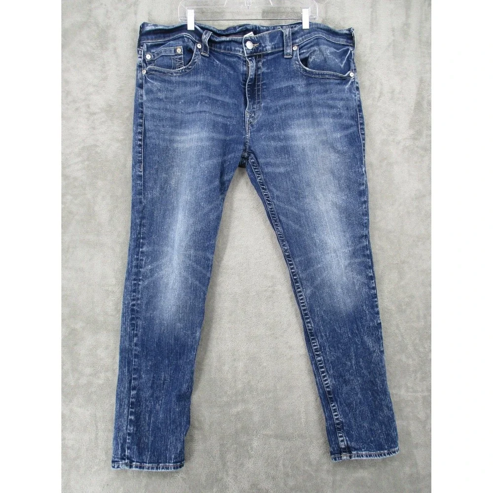 True Religion Jeans Mens 44 Geno Relaxed Slim Stretch Denim Medium Wash Logo
